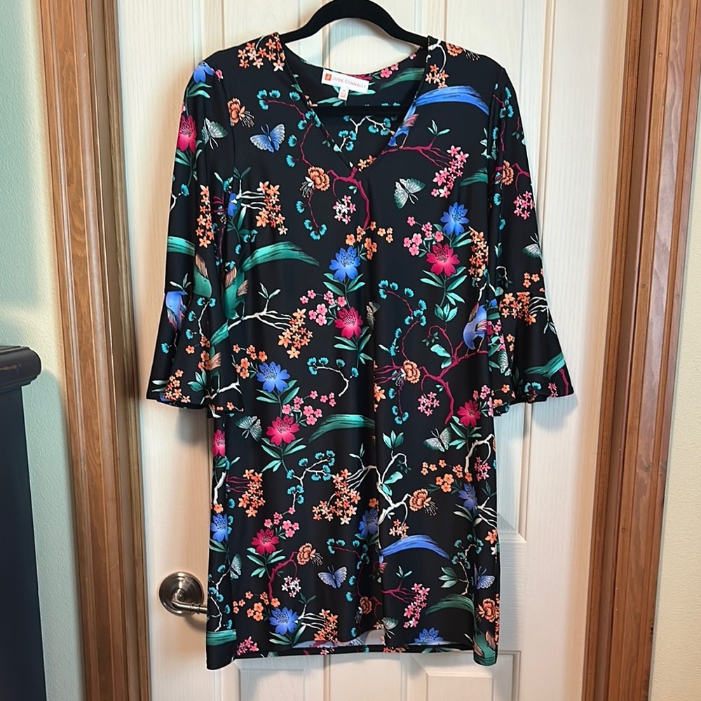 Jude Connally BlackDress with Colorful Floral Design, size medium - Picture 3 of 16
